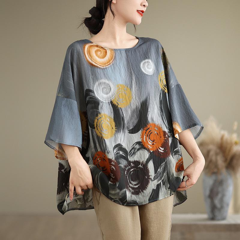 Этнический стиль Большой размер Широкая Футболка с куклой Panasonic Swing Летняя блузка Этнический принт Свободный круглый вырез Удобная футболка для женщин one size серый
Этнический стиль Большой размер Широкая Футболка с куклой Panasonic Swing Летняя блузка Этнический принт Свободный круглый вырез Удобная футболка для женщин one size серый