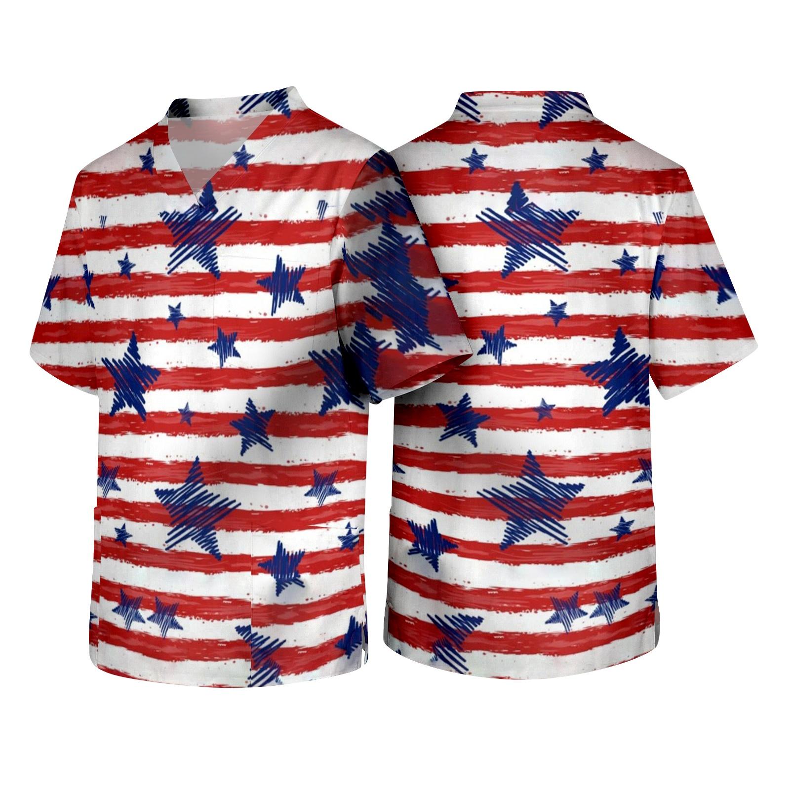 Men s V Neck Short Sleeve Medical Scrub Top with Chest Pocket and Independence Day Print Suitable for Healthcare Professionals S червоний
Men s V Neck Short Sleeve Medical Scrub Top with Chest Pocket and Independence Day Print Suitable for Healthcare Professionals S червоний