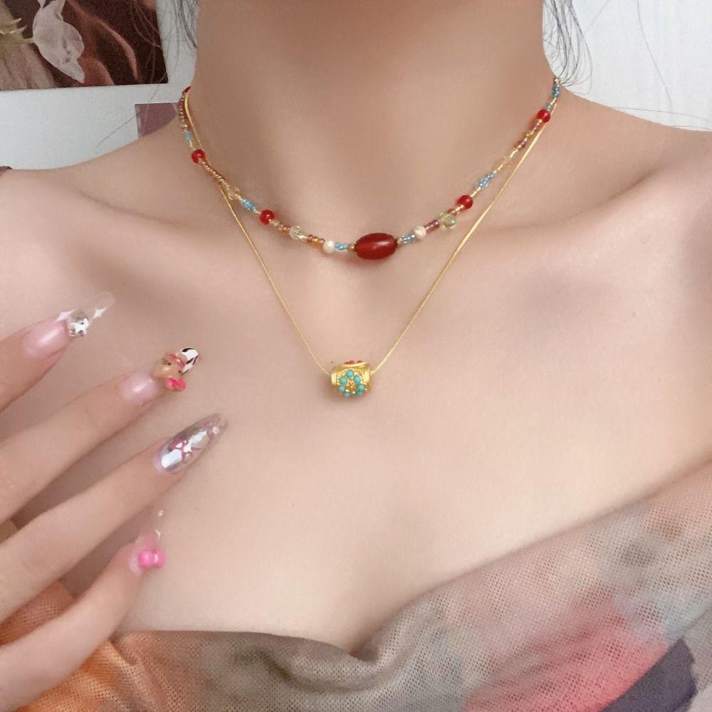 2pcs/set Copper Beaded Clavicle Chain Bead New Chinese Style Choker Glass Bead Necklace Decoration 2pcs/Set
2pcs/set Copper Beaded Clavicle Chain Bead New Chinese Style Choker Glass Bead Necklace Decoration 2pcs/Set