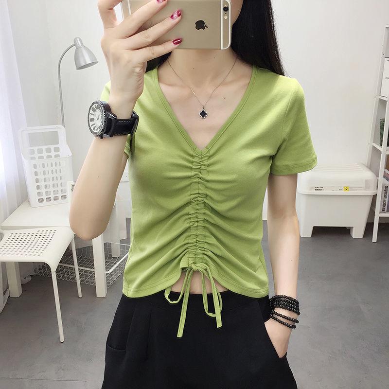 Slim Fit Women s V-Neck Cotton T-Shirt with Drawstring and Short Sleeves 3XL (suggested for 141-160 jin)
Slim Fit Women s V-Neck Cotton T-Shirt with Drawstring and Short Sleeves 3XL (suggested for 141-160 jin)