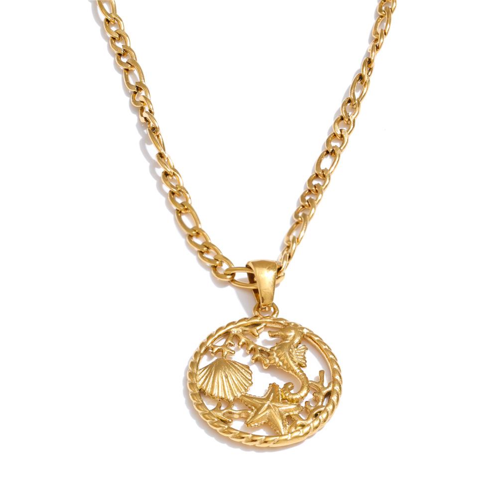 Yhpup Ocean Style Shell Starfish Round Pendant Necklace 18K Golden Plated Stainless Steel Trendy Holiday Beach Jewellery
Yhpup Ocean Style Shell Starfish Round Pendant Necklace 18K Golden Plated Stainless Steel Trendy Holiday Beach Jewellery