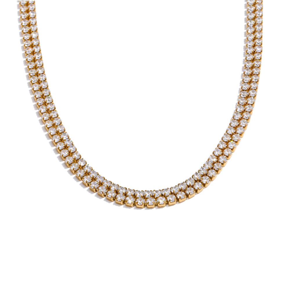 Yhpup 35+10cm High-Grade Gift Luxury Stainless Steel Bling Cubic Zircon Shiny Smooth Chain Necklace Waterproof Delicate Jewelry
Yhpup 35+10cm High-Grade Gift Luxury Stainless Steel Bling Cubic Zircon Shiny Smooth Chain Necklace Waterproof Delicate Jewelry