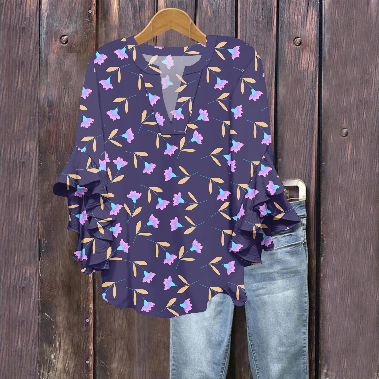 Летние топы для женщин, симпатичные блузки с V-образным вырезом и рукавом 3/4, повседневные рубашки с цветочным принтом XL
Летние топы для женщин, симпатичные блузки с V-образным вырезом и рукавом 3/4, повседневные рубашки с цветочным принтом XL