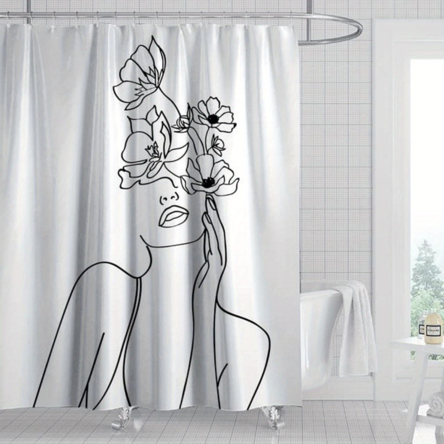 Minimalist Line Art Shower Curtain Woman With Flowers Black And White Design Waterproof Bath Curtain Modern Boho Decor W60H190(CM)-1 Pcs
Minimalist Line Art Shower Curtain Woman With Flowers Black And White Design Waterproof Bath Curtain Modern Boho Decor W60H190(CM)-1 Pcs