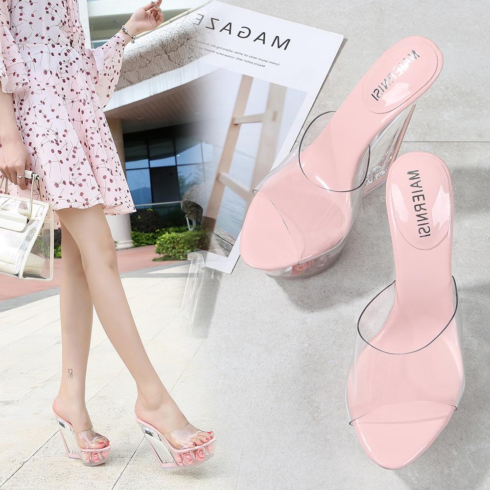 14Cm waterproof table transparent flower sandals nightclub sexy high heels summer women s shoes 35
14Cm waterproof table transparent flower sandals nightclub sexy high heels summer women s shoes 35