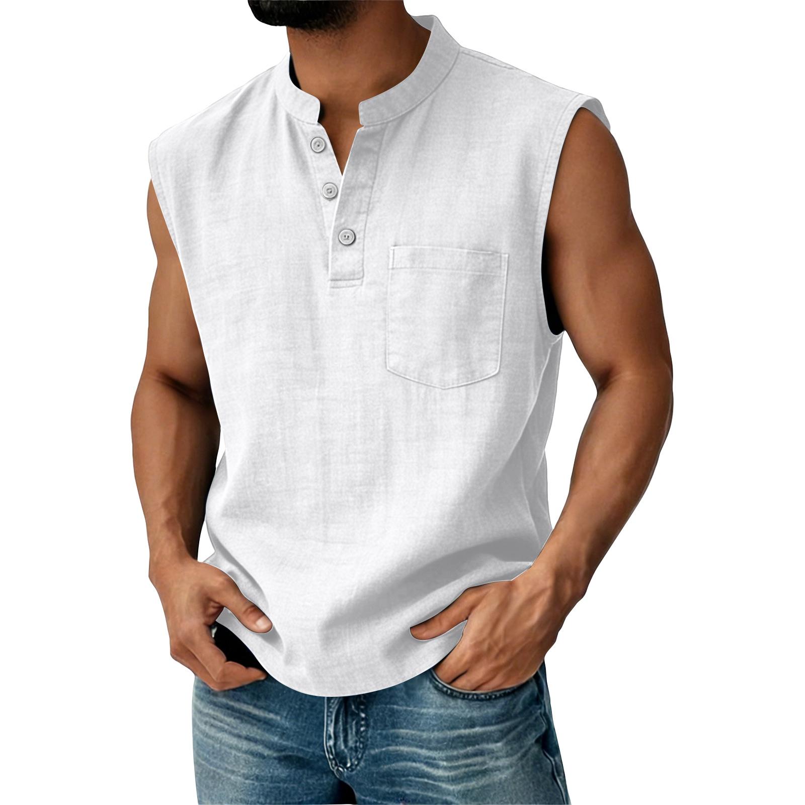 Men Sleeveless Henley Shirt Linen Casual Stand Collar Button Front Pocket Relaxed Fit Top XXXL білий
Men Sleeveless Henley Shirt Linen Casual Stand Collar Button Front Pocket Relaxed Fit Top XXXL білий