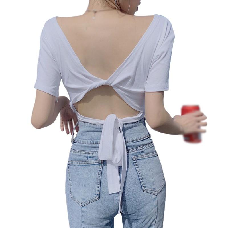 Женская футболка с круглым вырезом и бантом на спине, повседневная футболка с коротким рукавом One Size
Женская футболка с круглым вырезом и бантом на спине, повседневная футболка с коротким рукавом One Size