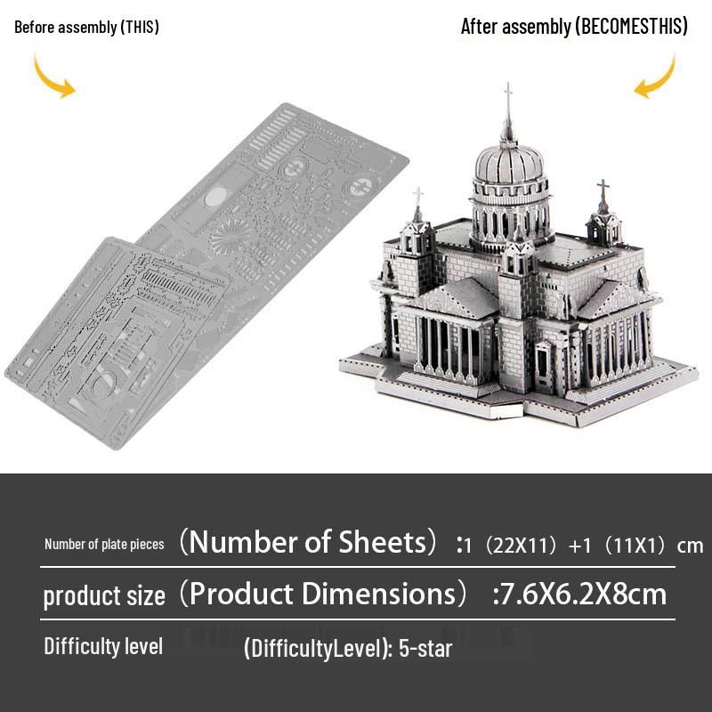 улица. Исаакиевский собор 3D Пазл из нержавеющей стали - Металлический набор для сборки без клея
улица. Исаакиевский собор 3D Пазл из нержавеющей стали - Металлический набор для сборки без клея