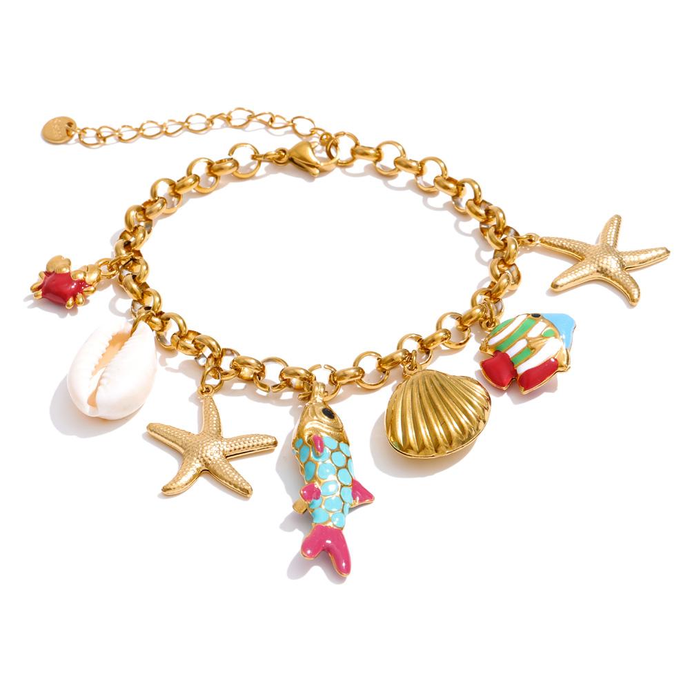 Yhpup Ocean Series Enamel Fish Shell Starfish Drop Charm Necklace Bracelet Bangle Summer Stainless Steel Chain Holiday Jewelry
Yhpup Ocean Series Enamel Fish Shell Starfish Drop Charm Necklace Bracelet Bangle Summer Stainless Steel Chain Holiday Jewelry