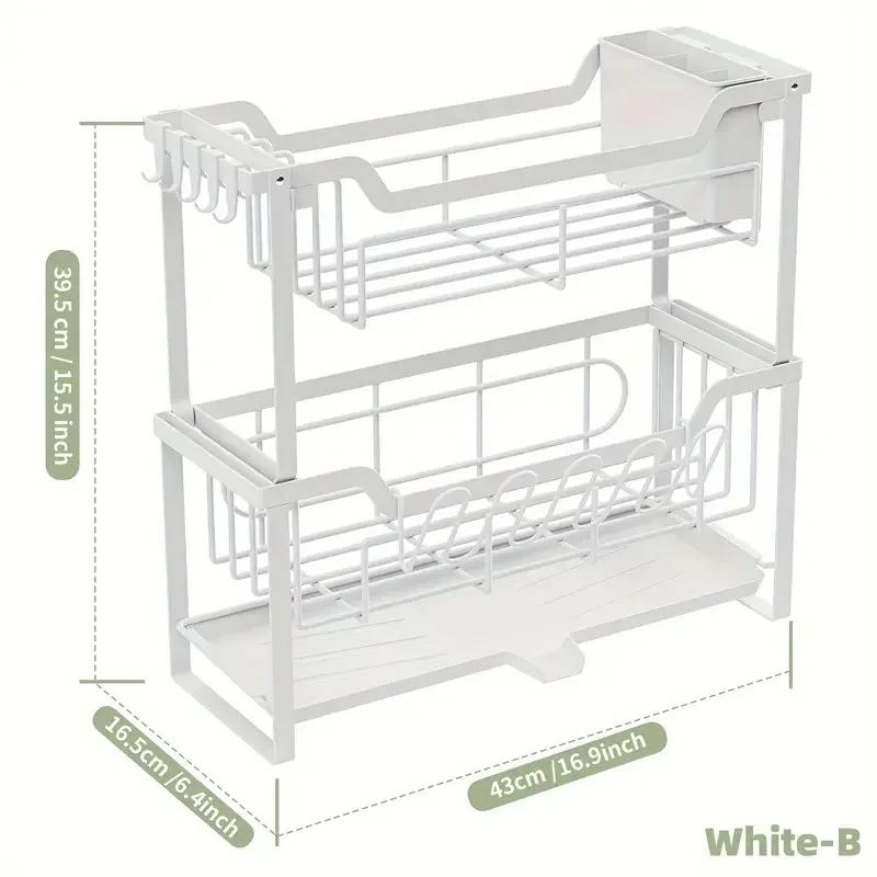 Multifunctional Dish Rack with Drain Tray Hooks & Utensil Holder Countertop Kitchen Organizer for Dishes Cups Knives Forks 2-tier
Multifunctional Dish Rack with Drain Tray Hooks & Utensil Holder Countertop Kitchen Organizer for Dishes Cups Knives Forks 2-tier