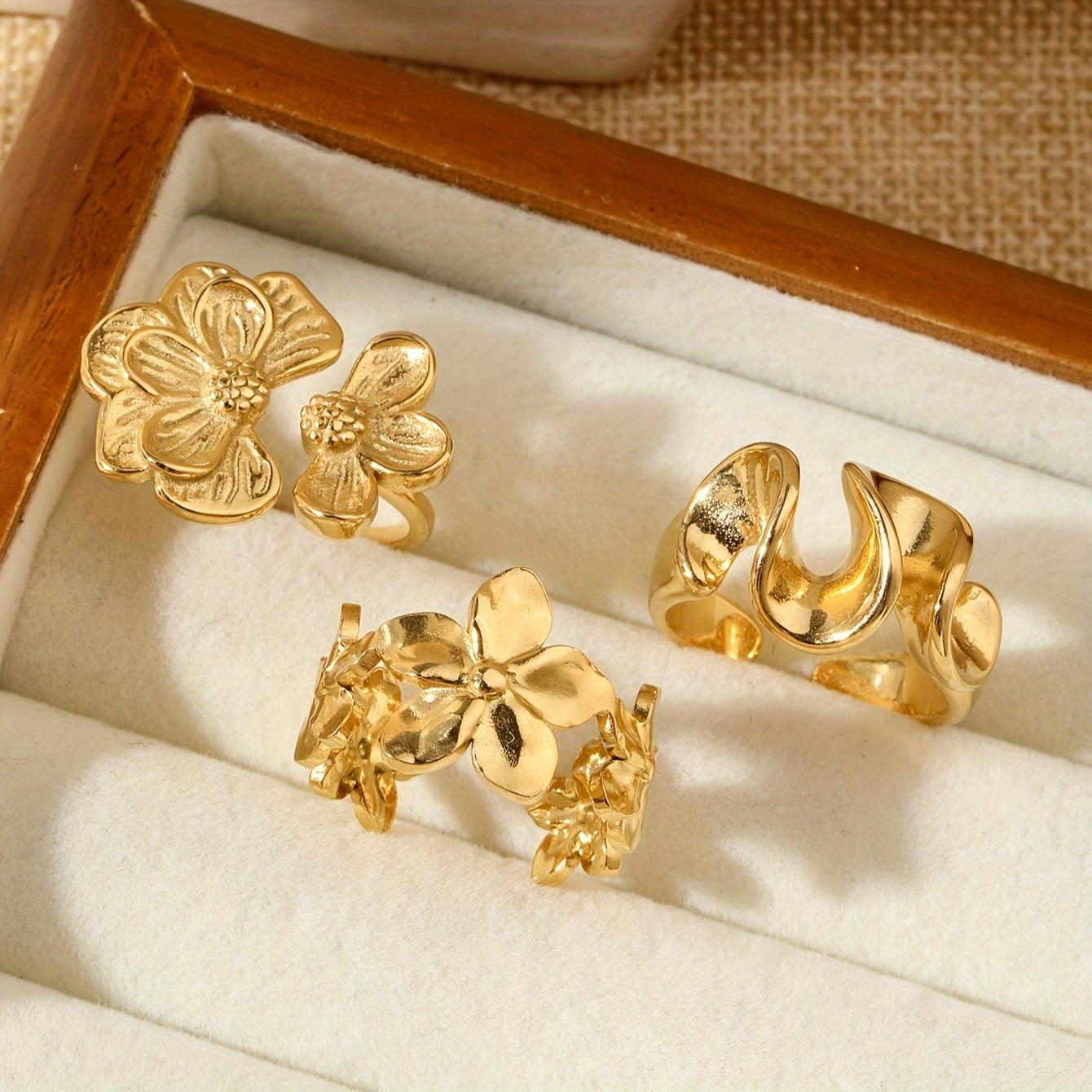 Кольцо из нержавеющей стали, гидравлическое кольцо с открытым цветком неправильной формы, покрытие 18-каратным золотом, преувеличенный стиль, набор украшений из титановой стали Average Size
Кольцо из нержавеющей стали, гидравлическое кольцо с открытым цветком неправильной формы, покрытие 18-каратным золотом, преувеличенный стиль, набор украшений из титановой стали Average Size