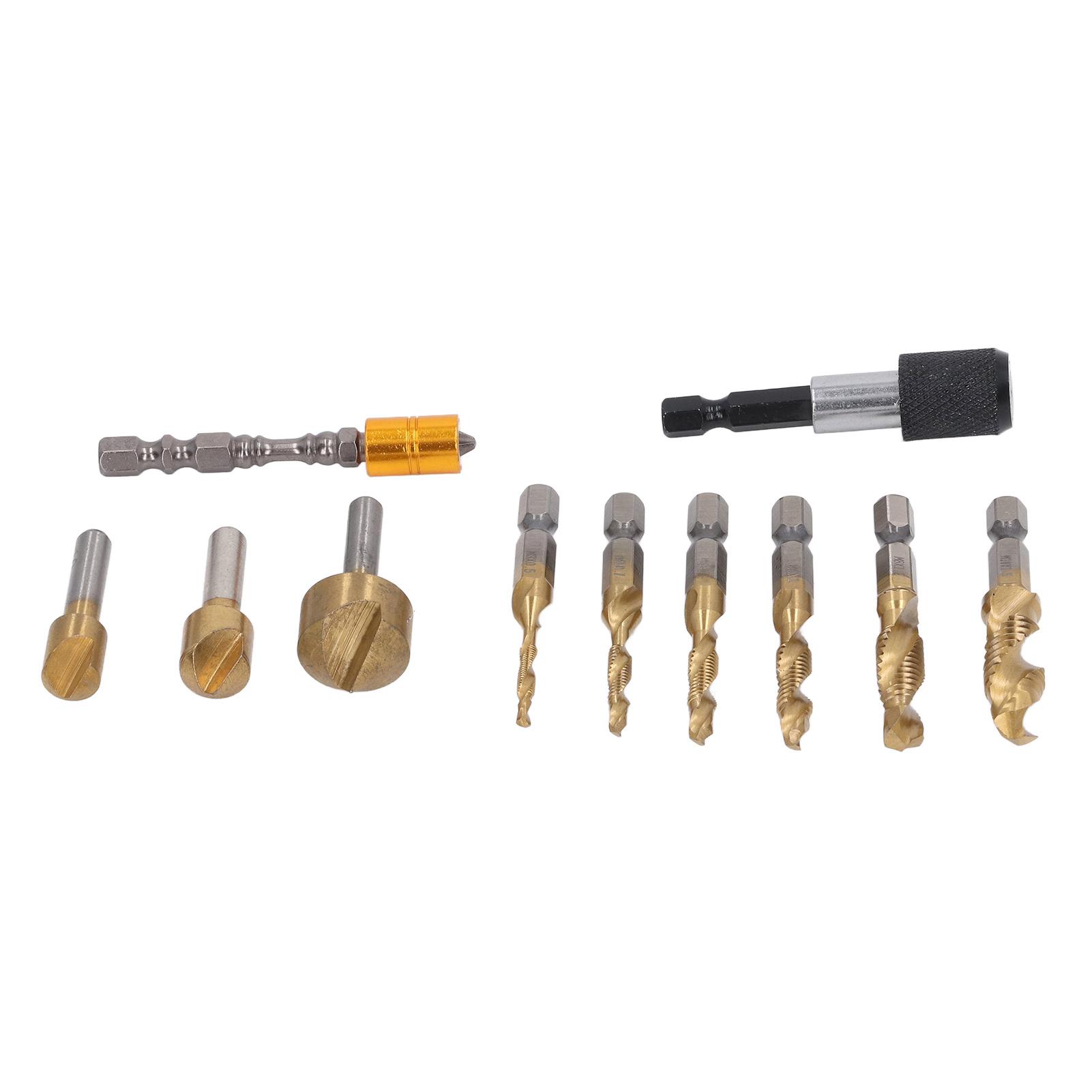 11Pcs Chamfer Drilling Tools Woodworking Ti Coated Step Drill Bits Quick Release Extension Rod Tap
11Pcs Chamfer Drilling Tools Woodworking Ti Coated Step Drill Bits Quick Release Extension Rod Tap