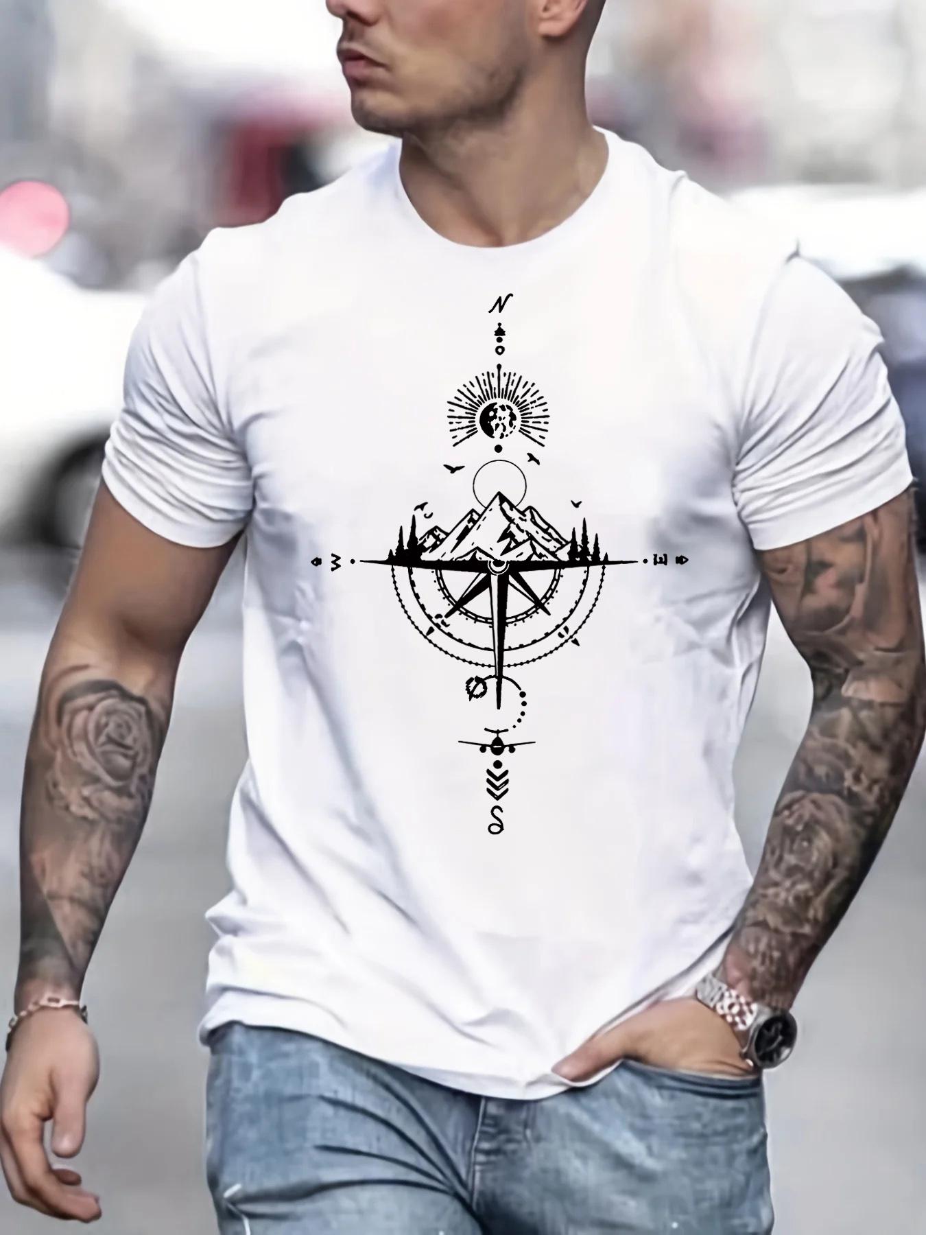 2026 Summer Mens ShortSleeved 100 Cotton Printed Compass and Peak Pattern LooseFitting Trendy Fashion TShirt S
2026 Summer Mens ShortSleeved 100 Cotton Printed Compass and Peak Pattern LooseFitting Trendy Fashion TShirt S