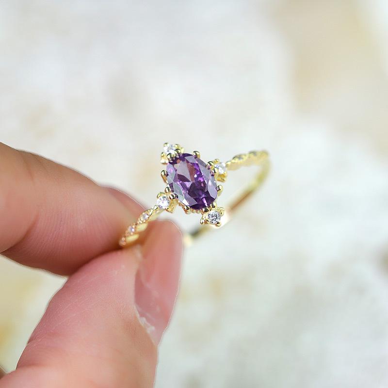 Sterling Silver Crown Gem Ring with Purple Zircon and Pigeon Egg Diamond in French Luxury Style. Size 8
Sterling Silver Crown Gem Ring with Purple Zircon and Pigeon Egg Diamond in French Luxury Style. Size 8