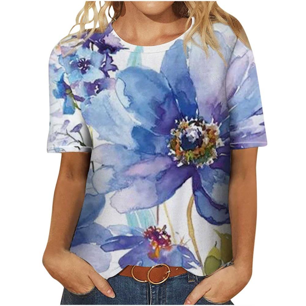 Summer Women s round neck temperament elegant t-shirt breathable short-sleeved floral pattern top loose casual ladies t-shirt 6XL
Summer Women s round neck temperament elegant t-shirt breathable short-sleeved floral pattern top loose casual ladies t-shirt 6XL