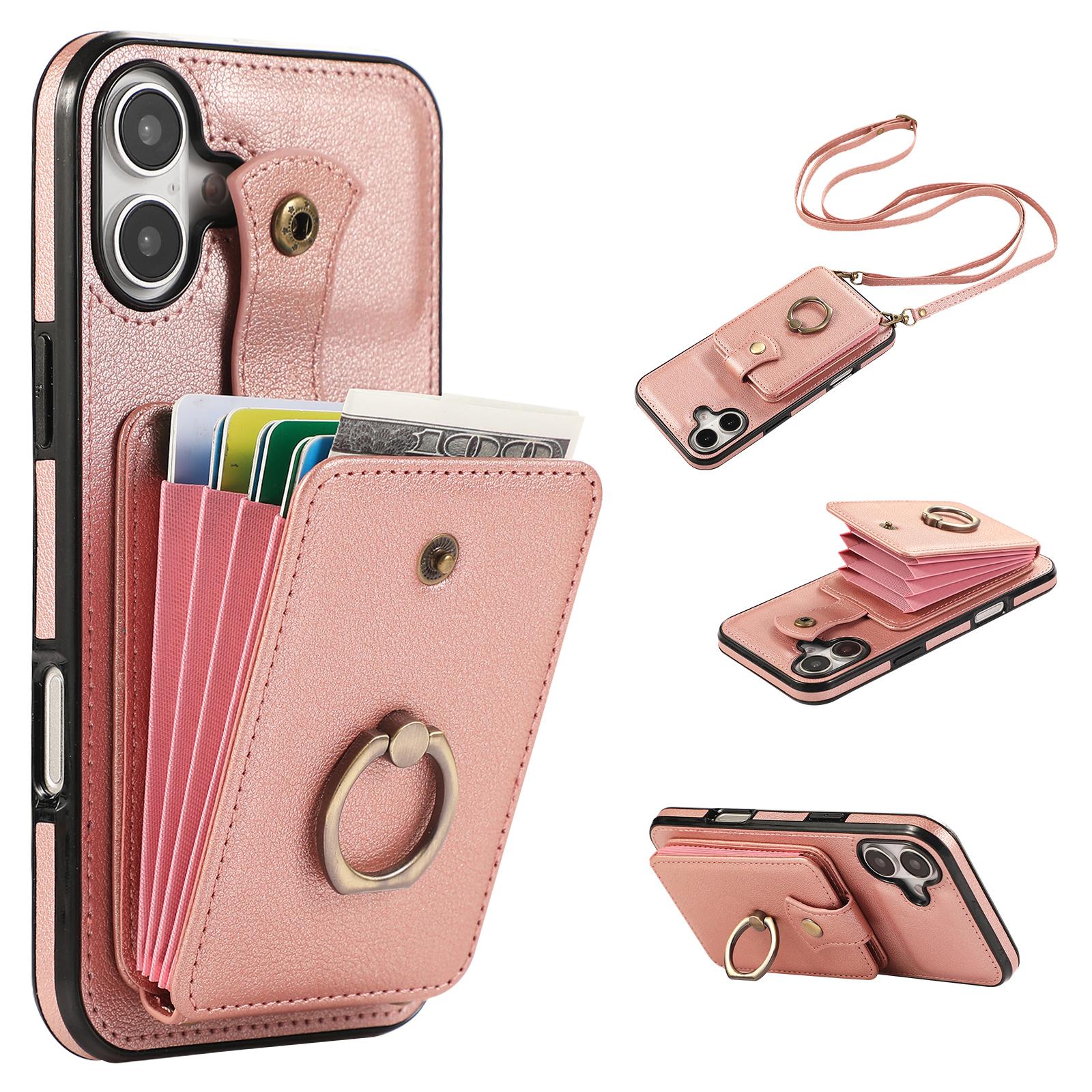 Чехол для iPhone 16 с держателем для карт, кольцом-подставкой, из ТПУ и ПУ кожи, чехол для телефона с длинным ремешком Rose Gold
Чехол для iPhone 16 с держателем для карт, кольцом-подставкой, из ТПУ и ПУ кожи, чехол для телефона с длинным ремешком Rose Gold