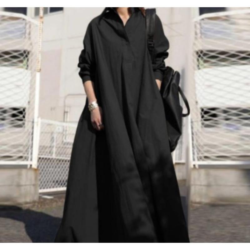 women s Solid Color Polo Collar Long Sleeve Oversized Loose Maxi Dress Casual A‑Line Big Swing Dress Plus Size S чёрный
women s Solid Color Polo Collar Long Sleeve Oversized Loose Maxi Dress Casual A‑Line Big Swing Dress Plus Size S чёрный