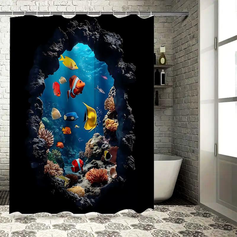 Underwater Paradise Bath Curtain Featuring Colorful Clownfish&Coral Reef Design Ideal For Bathroom Decor Black Waterproof Fabric W60H190(CM)-1 Pcs
Underwater Paradise Bath Curtain Featuring Colorful Clownfish&Coral Reef Design Ideal For Bathroom Decor Black Waterproof Fabric W60H190(CM)-1 Pcs