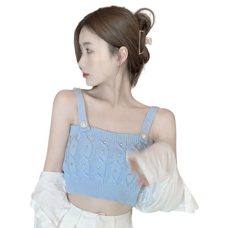 Summer Korean Style Fashion Sexy Short Tank Top Design Knitted Wrapped Chest Bottoming Camisole Vest One Size
Summer Korean Style Fashion Sexy Short Tank Top Design Knitted Wrapped Chest Bottoming Camisole Vest One Size