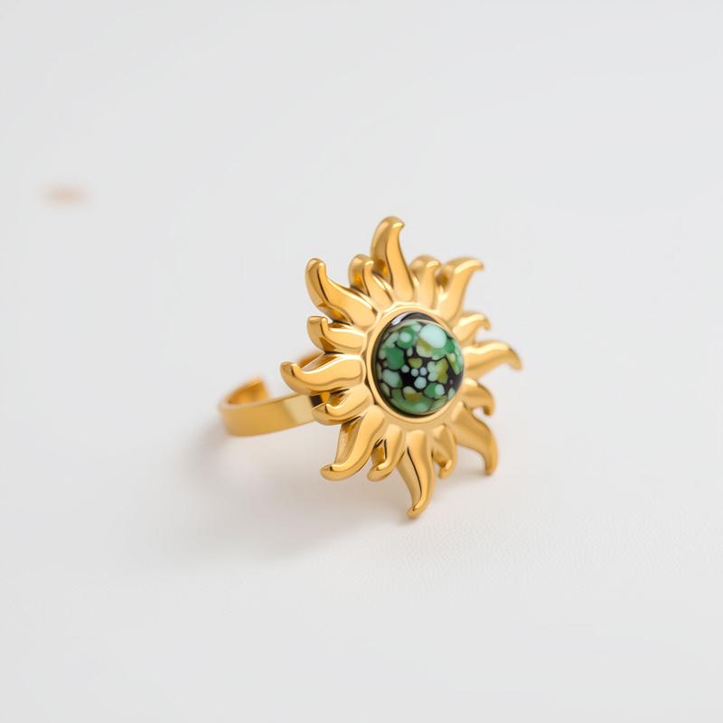 Green Striped Stone Vintage Gold Color Stainless Steel Open Adjustable Rings for Women Men Accessories Finger Zircon Sun Flower
Green Striped Stone Vintage Gold Color Stainless Steel Open Adjustable Rings for Women Men Accessories Finger Zircon Sun Flower