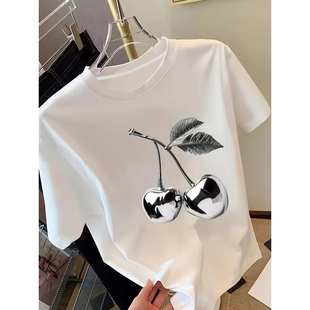 Golden Cherry Printed Women S Short Sleeved T-Shirt Fashionable Casual, Comfortable Soft Fabric, Spring/Summer Women S T-Shirt XXXL
Golden Cherry Printed Women S Short Sleeved T-Shirt Fashionable Casual, Comfortable Soft Fabric, Spring/Summer Women S T-Shirt XXXL
