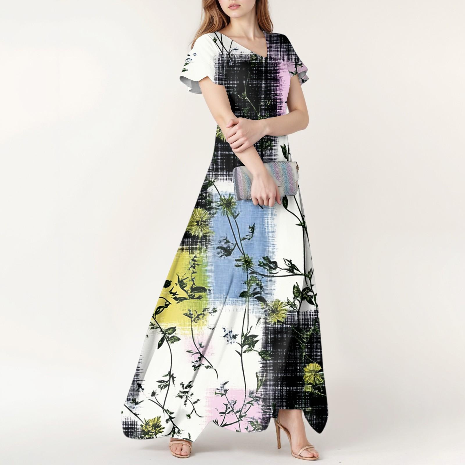 Women s Spring And Summer Casual Fashion Floral Print Dress V Neck Short Sleeve Dress XL небо синє кольору
Women s Spring And Summer Casual Fashion Floral Print Dress V Neck Short Sleeve Dress XL небо синє кольору