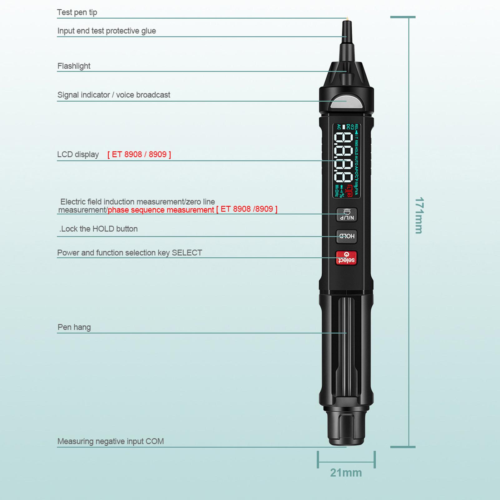 Pen Multimeter Professional 3 in 1 AC DC Voltage Resistance High Accuracy Electrical Tester with
Pen Multimeter Professional 3 in 1 AC DC Voltage Resistance High Accuracy Electrical Tester with
