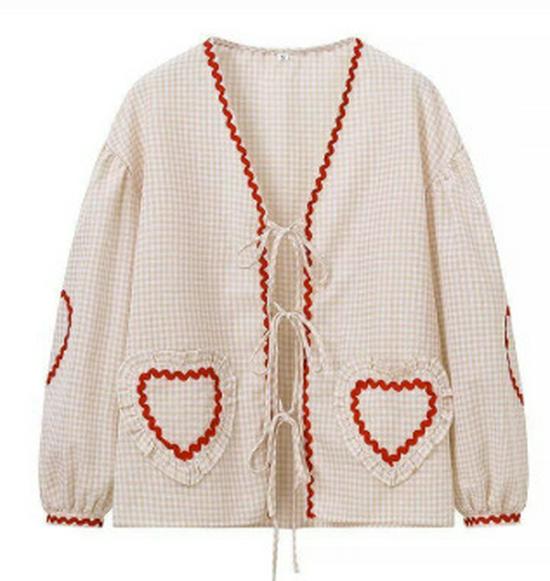 2026 Spring/Summer Heart Plaid Lantern Sleeve Shirt with French Lace-up Patchwork Design Small абрикосовий
2026 Spring/Summer Heart Plaid Lantern Sleeve Shirt with French Lace-up Patchwork Design Small абрикосовий