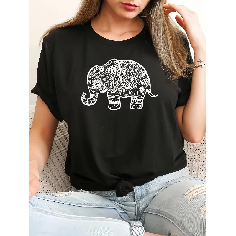 Elephant Print Round Neck T-Shirt, Sports Trendy Short Sleeve T-Shirt, Women s Clothing 4XL чорний
Elephant Print Round Neck T-Shirt, Sports Trendy Short Sleeve T-Shirt, Women s Clothing 4XL чорний