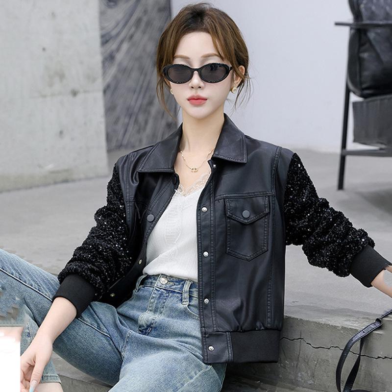 2024 Women s Slim Fit Short PU Leather Jacket with Patchwork Sequins for Spring and Autumn XL
2024 Women s Slim Fit Short PU Leather Jacket with Patchwork Sequins for Spring and Autumn XL