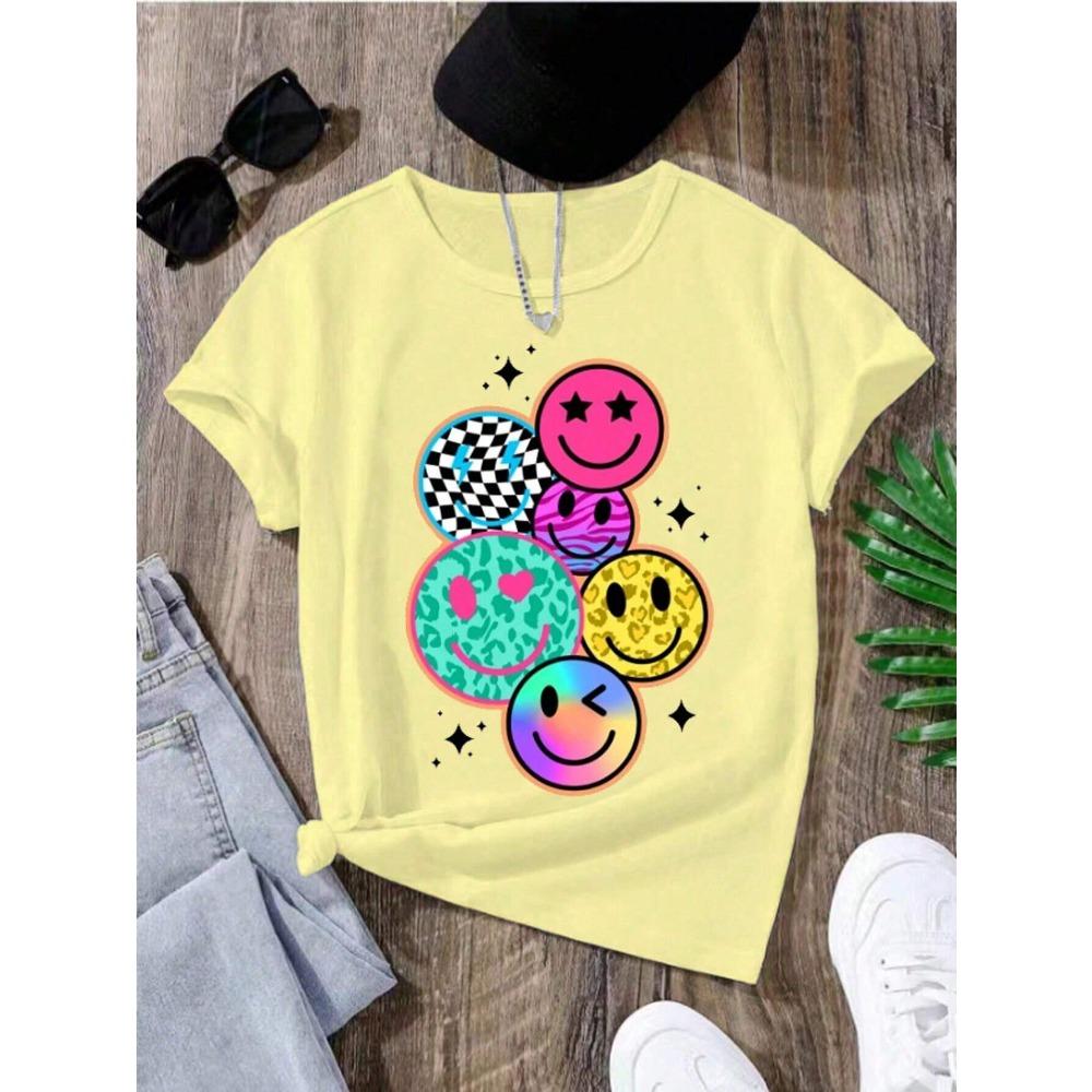 Cartoon smiley face print short-sleeved T-shirt casual and versatile style suitable for children s outings and daily wear 160
Cartoon smiley face print short-sleeved T-shirt casual and versatile style suitable for children s outings and daily wear 160