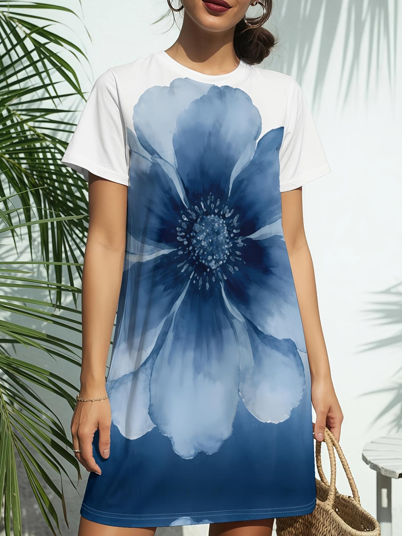 Blue Flower New Women S Round Neck Short Sleeve T-Shirt Dress. American Style Trendy Digital Print. Casual And Versatile for Spring And Summer. Elegan XS дубильная кора
Blue Flower New Women S Round Neck Short Sleeve T-Shirt Dress. American Style Trendy Digital Print. Casual And Versatile for Spring And Summer. Elegan XS дубильная кора