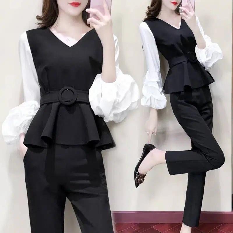 Women 2Pcs Work Suit Puff Sleeve Blouse High Waist Pants Black White Office Outfit 4XL чёрный
Women 2Pcs Work Suit Puff Sleeve Blouse High Waist Pants Black White Office Outfit 4XL чёрный