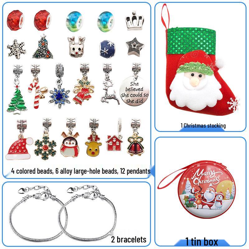 24-Piece DIY Beaded Christmas Silver Bracelet Gift Set
24-Piece DIY Beaded Christmas Silver Bracelet Gift Set