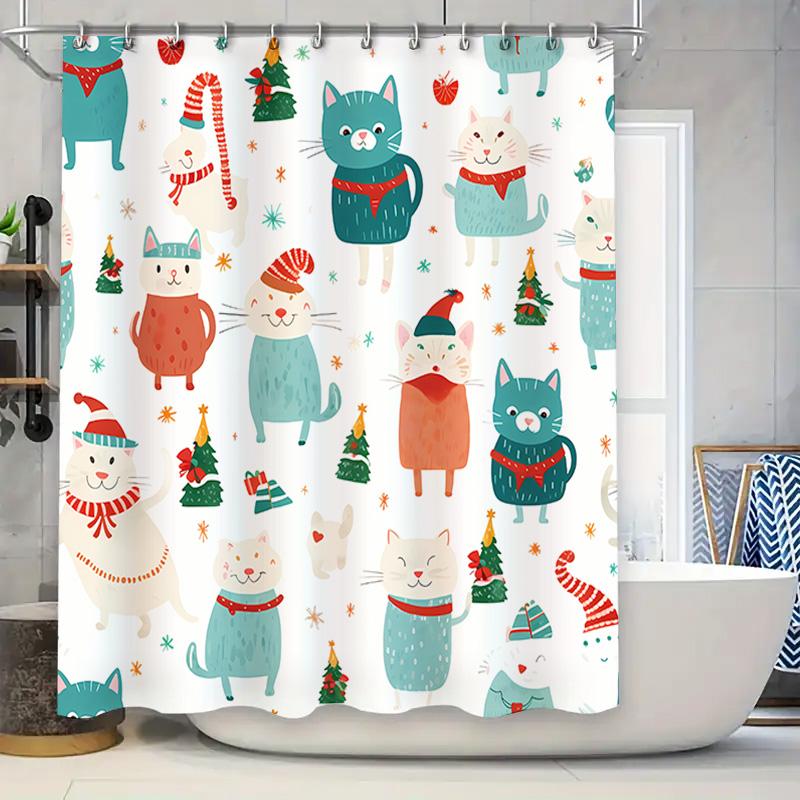 Cute Christmas Cats Shower Curtain Waterproof Fabric Bathroom Decor Festive Holiday Home Decoration For Bathtub Or Kitchen Sink W60H190(CM)-1 Pcs
Cute Christmas Cats Shower Curtain Waterproof Fabric Bathroom Decor Festive Holiday Home Decoration For Bathtub Or Kitchen Sink W60H190(CM)-1 Pcs