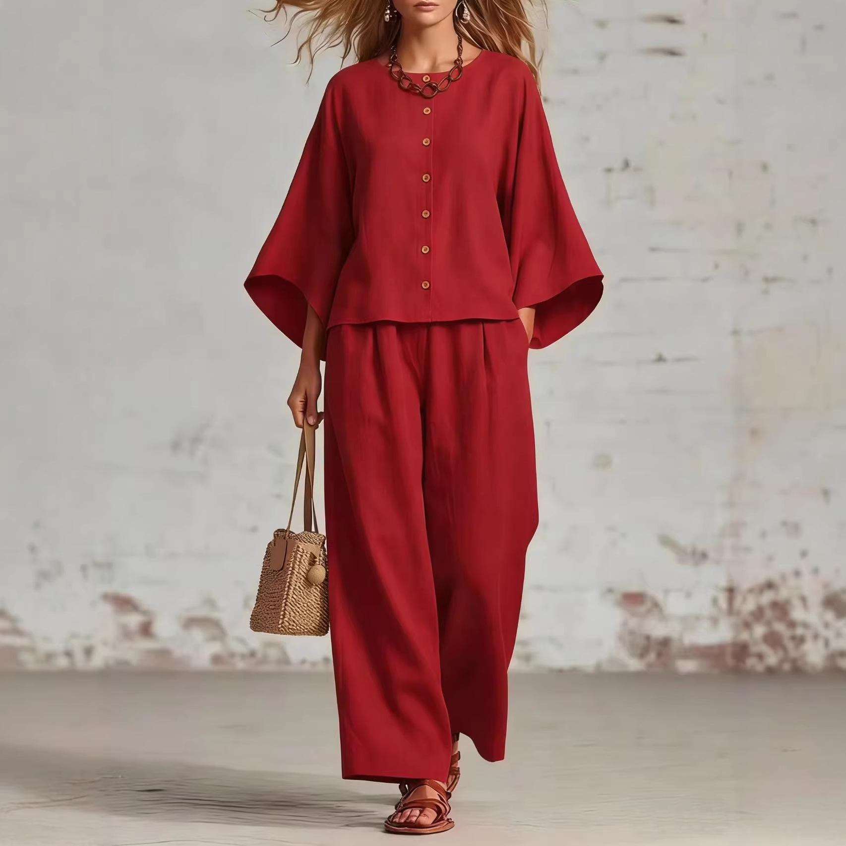 TIFICY Women s Fashion Casual Summer Spring Solid Color Print 3/4 Sleeves O-Neck Trousers Pants Suits XXXXXL червоний
TIFICY Women s Fashion Casual Summer Spring Solid Color Print 3/4 Sleeves O-Neck Trousers Pants Suits XXXXXL червоний