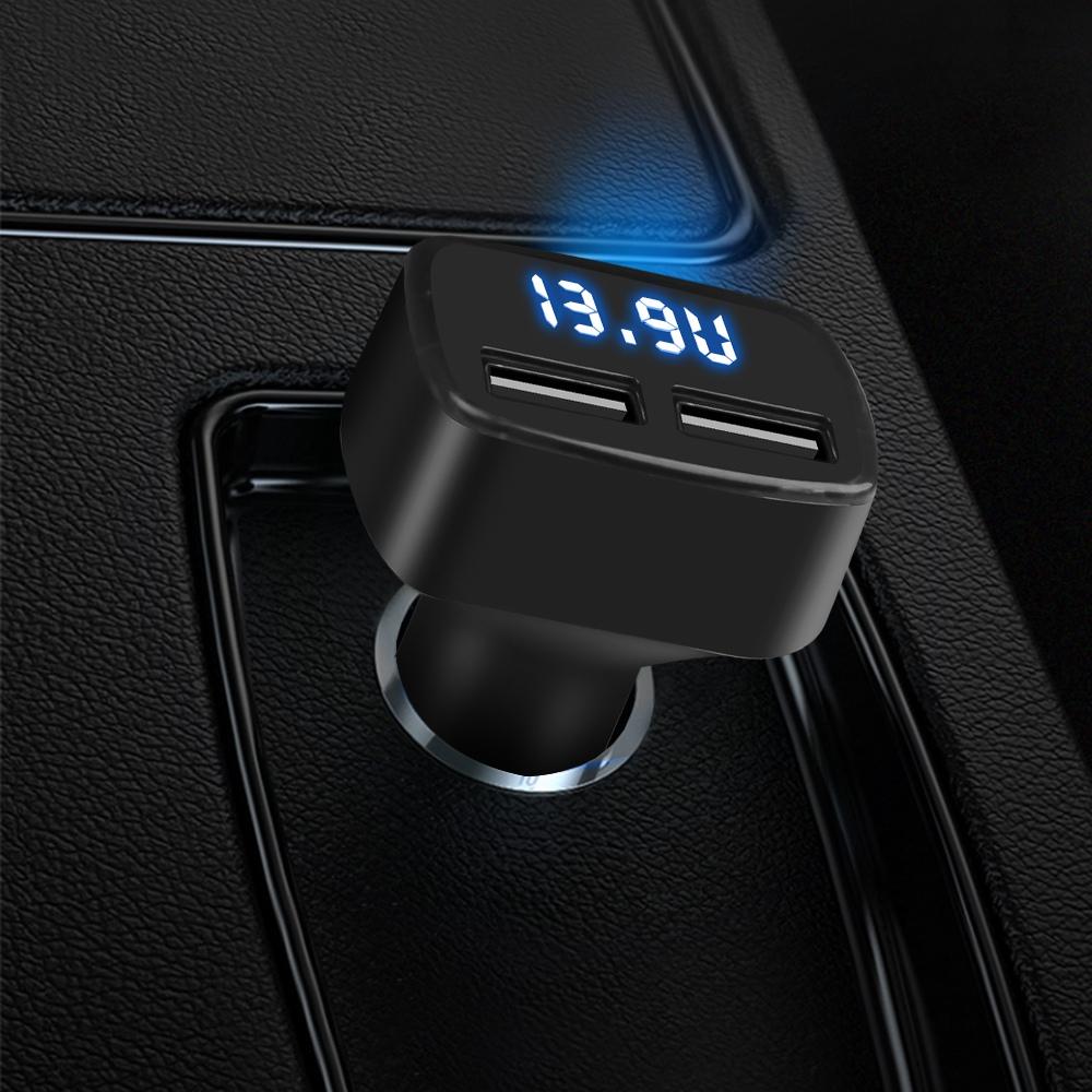 4 in 1 Car Charger Dual USB Port with Digital Display Voltage/Temperature/Current Meter Tester Adapter Black/Blue LED
4 in 1 Car Charger Dual USB Port with Digital Display Voltage/Temperature/Current Meter Tester Adapter Black/Blue LED