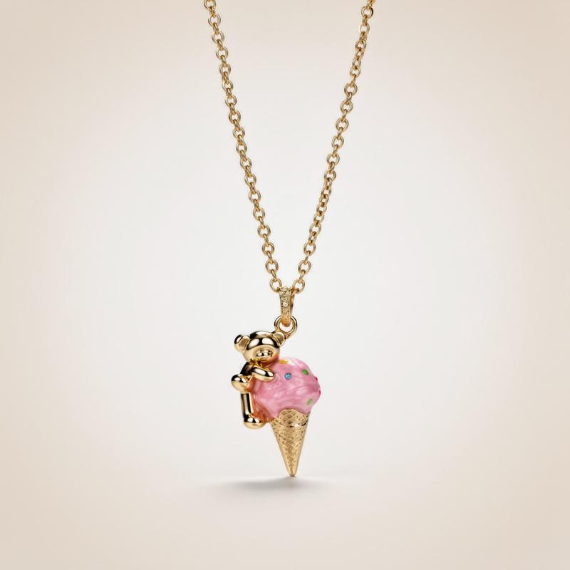 Bear Lying Down Ice Cream Pendant Necklace Gold And Silver Two-Color Design Cute Cute Style Daily Wear
Bear Lying Down Ice Cream Pendant Necklace Gold And Silver Two-Color Design Cute Cute Style Daily Wear
