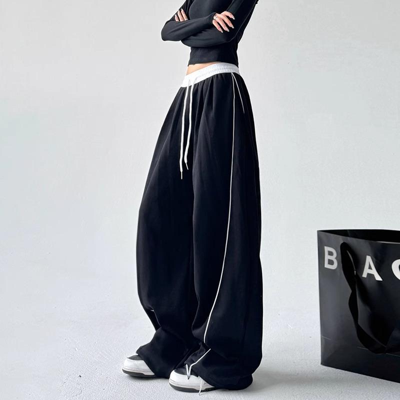 Drawstring athleisure pants, women s autumn new spliced slimming wide-leg pants, straight and versatile loose floor-length pants S чёрный
Drawstring athleisure pants, women s autumn new spliced slimming wide-leg pants, straight and versatile loose floor-length pants S чёрный