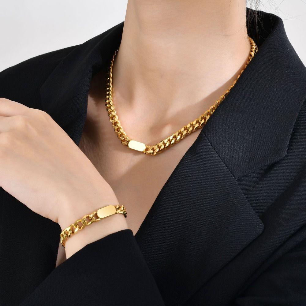 Simple Hip Hop Chain Necklace Cuban Punk Necklace Bracelet Ins Titanium Steel Necklace Women Men Silver Bracelet
Simple Hip Hop Chain Necklace Cuban Punk Necklace Bracelet Ins Titanium Steel Necklace Women Men Silver Bracelet