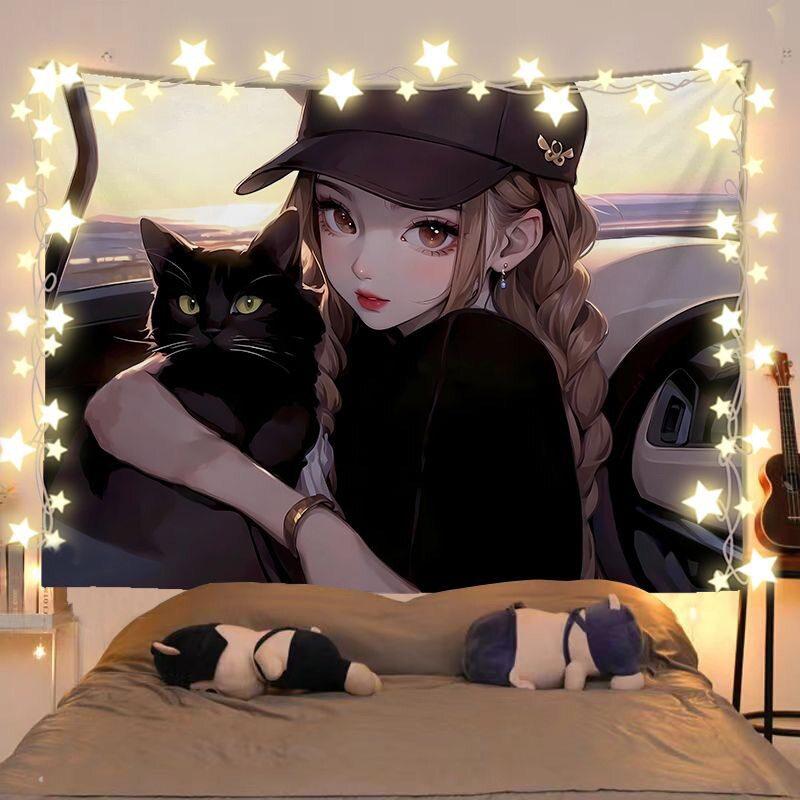 Anime Girl And Cat Healing Scenery Tapestry Wall Hanging Decorative Fabric for Room Headboard And Background Decoration 74x94cm(29x37in)
Anime Girl And Cat Healing Scenery Tapestry Wall Hanging Decorative Fabric for Room Headboard And Background Decoration 74x94cm(29x37in)