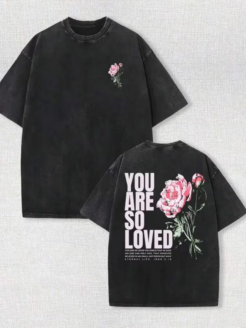 Vintage Rose Floral Letter Print Washed Tee Casual Loose Fit Crew Neck Short Sleeve Tops for Women Men Daily Wear S
Vintage Rose Floral Letter Print Washed Tee Casual Loose Fit Crew Neck Short Sleeve Tops for Women Men Daily Wear S