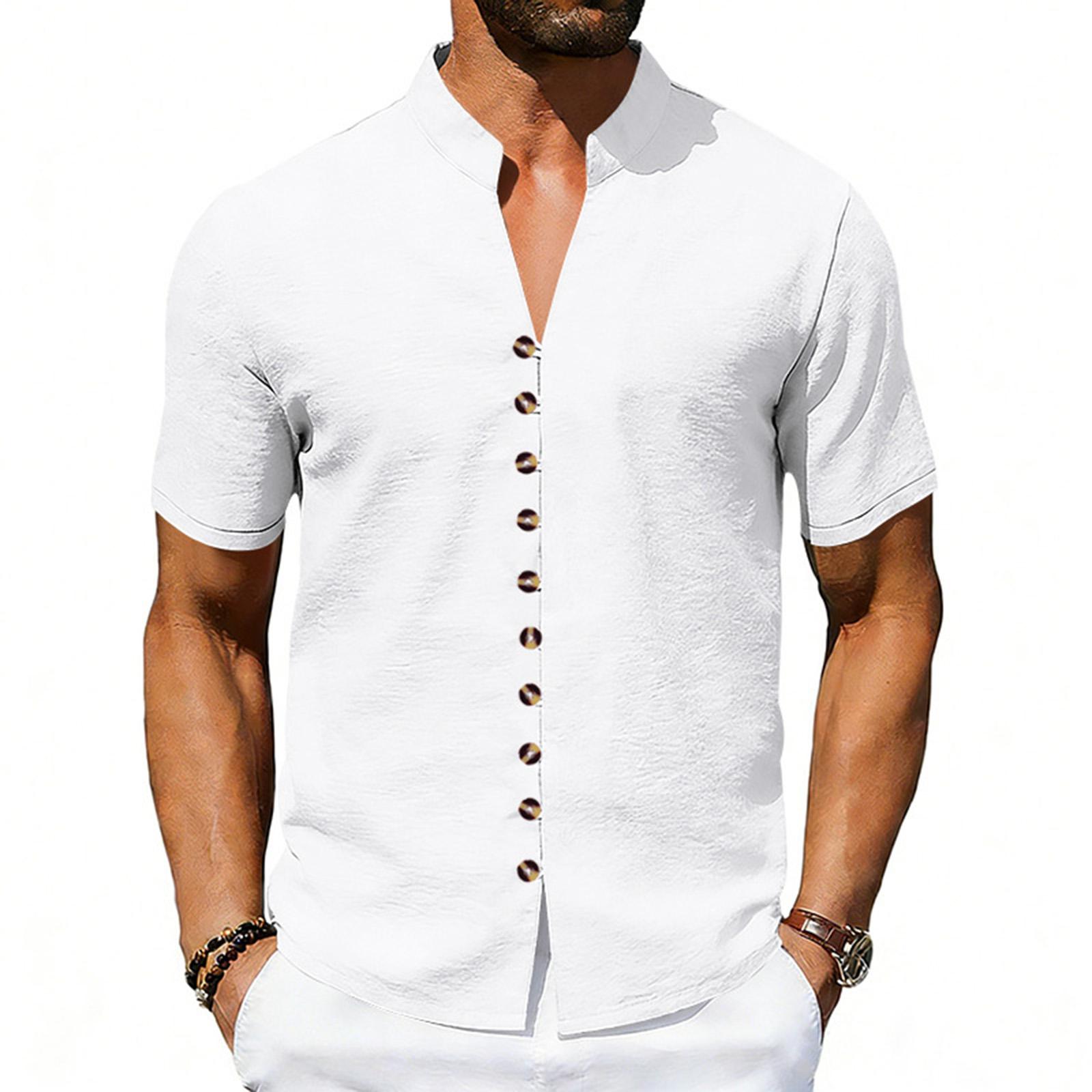 Men’s Short Sleeve Stand Collar Button Down Shirt Casual Loose Fit Lightweight Soft Fabric Summer Top for Daily Wear XL білий
Men’s Short Sleeve Stand Collar Button Down Shirt Casual Loose Fit Lightweight Soft Fabric Summer Top for Daily Wear XL білий