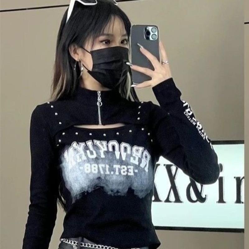 Топы Y2K для девочек, футболки с вырезами и молнией на шее, женские футболки с длинным рукавом, черные топы с принтом для вечеринок M
Топы Y2K для девочек, футболки с вырезами и молнией на шее, женские футболки с длинным рукавом, черные топы с принтом для вечеринок M