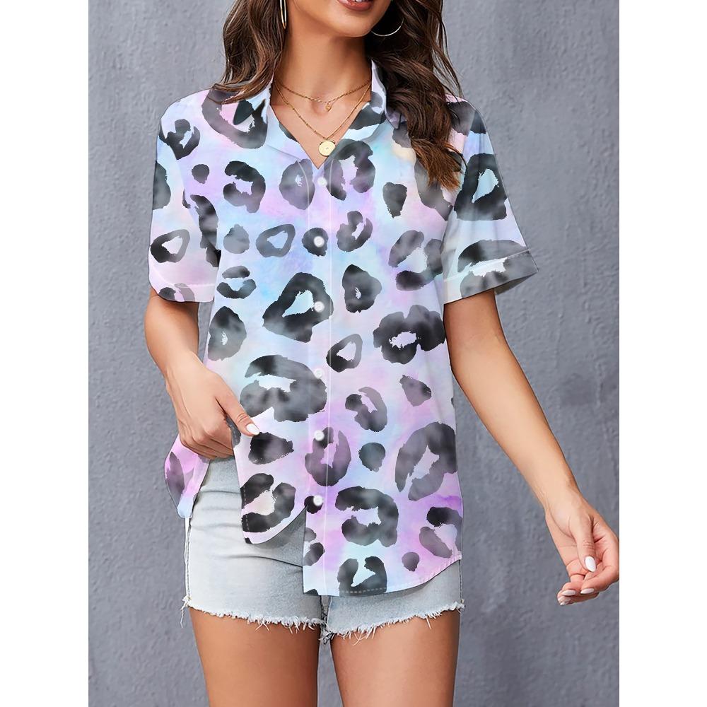 Colorful Nebula Leopard Print Shirt, Sweet And Cool Short-Sleeve Top with a Collar for Trendy S
Colorful Nebula Leopard Print Shirt, Sweet And Cool Short-Sleeve Top with a Collar for Trendy S