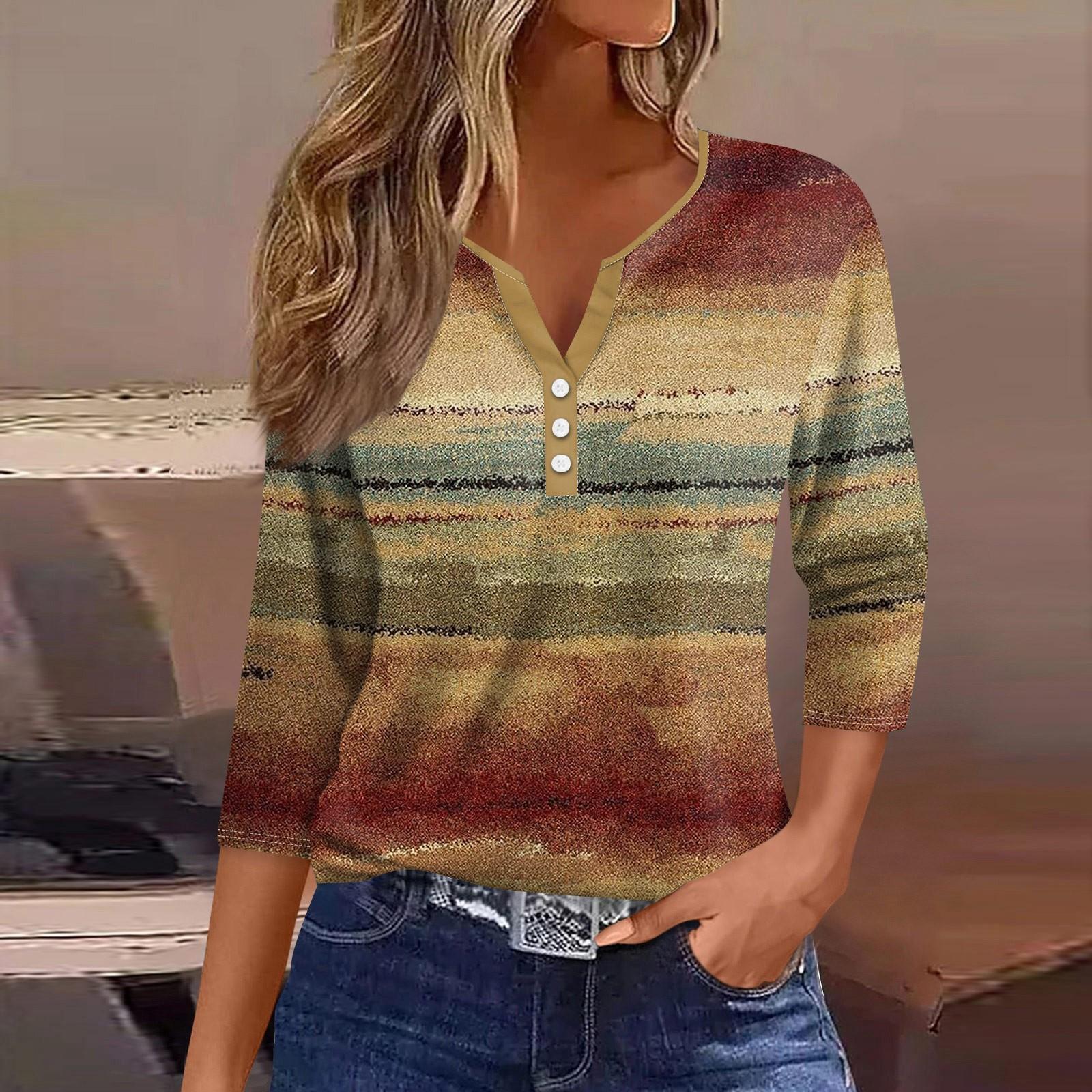 Женские топы с рукавами 3/4 и цветочным принтом, винтажные модные повседневные свободные рубашки с v-образным вырезом, рубашки больших размеров S верблюд
Женские топы с рукавами 3/4 и цветочным принтом, винтажные модные повседневные свободные рубашки с v-образным вырезом, рубашки больших размеров S верблюд