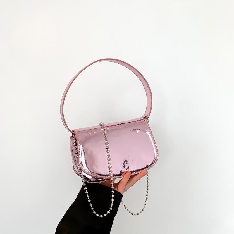 Простая женская сумка 2024 года, новая летняя мода, женская сумка из лакированной кожи, яркая сумка через плечо под мышкой, повседневная
