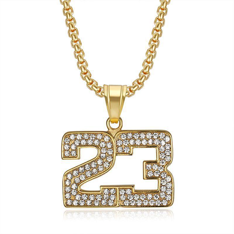 Jewelry Titanium Steel Gold-plated Diamond Inlaid Basketball 23 Digital Pendant Necklace
Jewelry Titanium Steel Gold-plated Diamond Inlaid Basketball 23 Digital Pendant Necklace