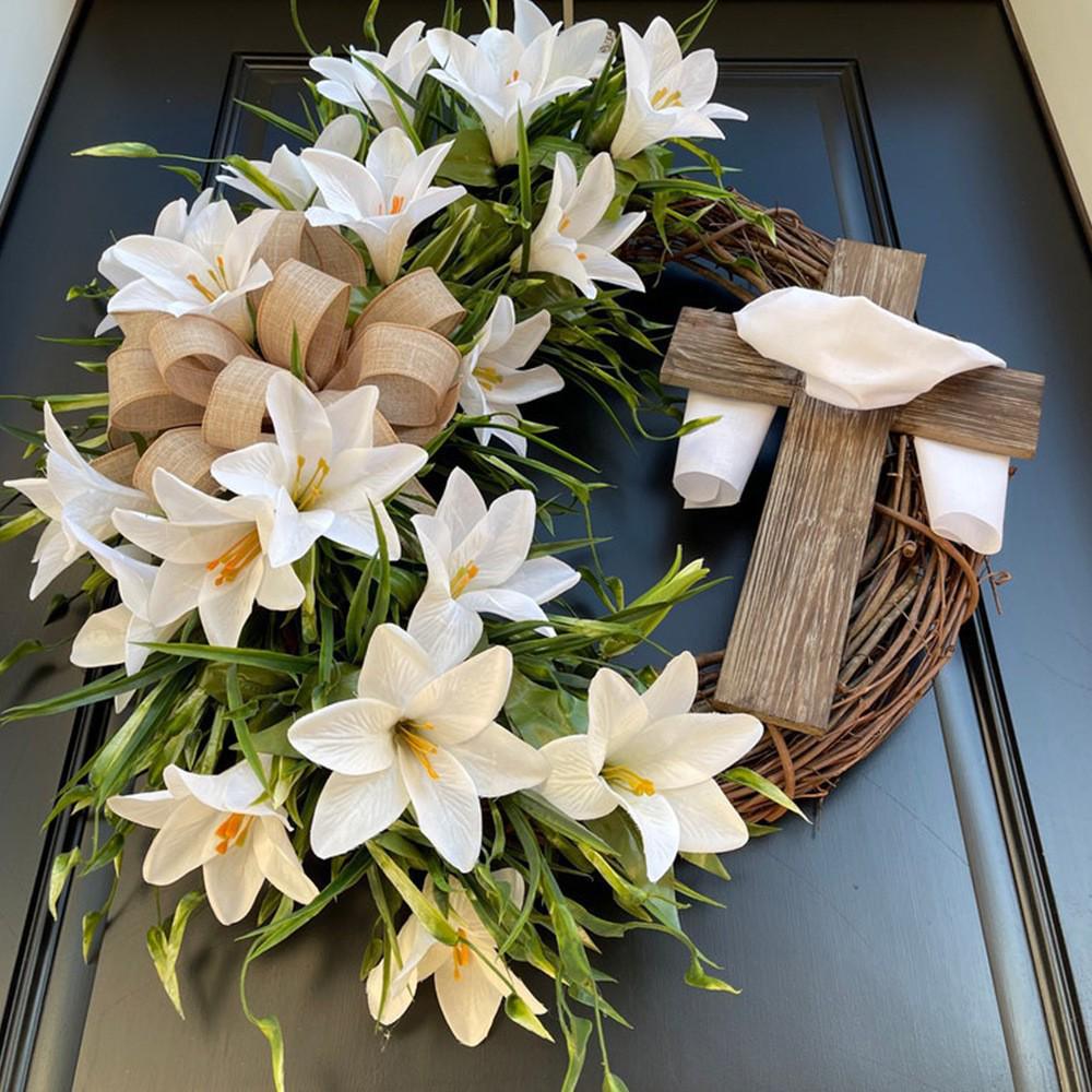 Lihui Easter Cross: Natural Vine Wreath with Artificial Flowers for Door Decoration and Mother s Day. Cross 40CM 400-430g
Lihui Easter Cross: Natural Vine Wreath with Artificial Flowers for Door Decoration and Mother s Day. Cross 40CM 400-430g