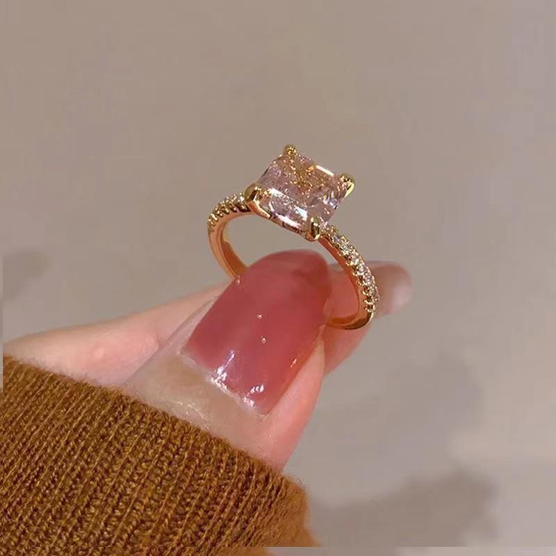 Pink Diamond Sugar Cube Zircon Tail Ring - Women s Light Luxury Index Finger Ring with Niche Design and Elegant Plain Band. Red Zircon
Pink Diamond Sugar Cube Zircon Tail Ring - Women s Light Luxury Index Finger Ring with Niche Design and Elegant Plain Band. Red Zircon